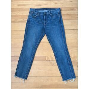 Polo Ralph Lauren Mid Rise Skinny Crop Jeans Distressed Hem 32 EUC
